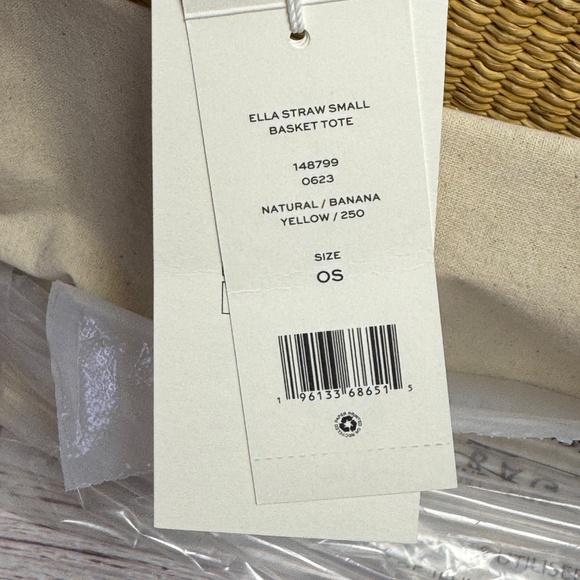 Tory Burch Women's Small Ella Straw Striped Basket Tote - Natural/Banana Yellow - Picture 8 of 8